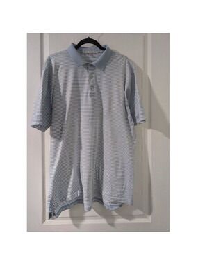 Peter Millar | Blue Striped Matte Cotton Lisle Polo